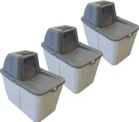 3er Sparpack Katzentoilette Katzenklo Sofia Close mit Einstieg von oben 3 x Grau
