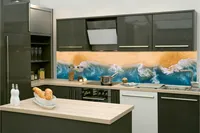 Küchenrückwand Folie Selbstklebend BLAUER MORPHOFALTER 260 x 60 cm - Klebefolie - Dekofolie