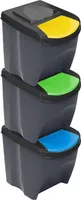 Mülleimer Set Sortibox 3 x 25 l aus Plastik, anthrazit, stapelbar