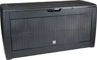 Záhradný úložný box Casaria - 310 litrov - úložný box - ratanový vzhľad - uzamykateľný - s kolieskami - držadlá - čierny