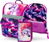BAAGL Zippy Königliches Einhorn Schulranzen-Set 3tlg: Schulranzen, Federmäppchen, Turnbeutel