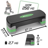 Hop-Sport Steppbrett für Zuhause – höhenverstellbarer Aerobic Stepper mit 3 Stufen für Fitness-Workout - schwarz/grün