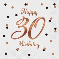 Serwetki B&C Happy 30 Birthday białe 33x33cm 20szt