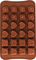 GKA Silikon Schokoladenform Pralinenform mit 24 Formen Herz Rose Geschenk Schokolade Silikonform