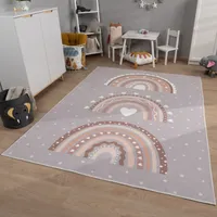 TT Home Kinderzimmerteppich Teppich Junge Mädchen Kinderteppich Baby Herzen Pastell Größe 140x200 cm