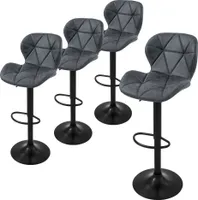 ML-Design sada 4 barových židlí Barová židle otočná o 360°, čalouněná barová židle s opěradlem a podnožkou, 59-79 cm