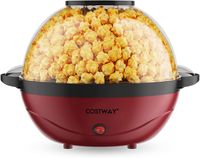 COSTWAY 5L Popcornmaschine mit Rührwerk, 850W Popcorn Maschine, Popcorn Maker mit Deckel, Antihaftplatte, kühler Griff, elektrischer Rührstab, Popcornmaschine für Hausgebrauch