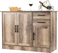 COSTWAY Sideboard mit 2 Schubladen, 3 Türen, 1 verstellbarem Regal, Küchenschrank Buffetschrank multifunktional, 110x40x78cm Holz
