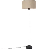 QAZQA - Design Stehleuchte I Stehlampe I Standleuchte I Lampe I Leuchte schwarz verstellbar mit Schirm hellbraun 50 cm - Parte I Wohnzimmer I Schlafzimmer - Stahl Rund - LED geeignet E27
