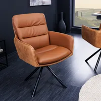 riess-ambiente Drehbarer Design Stuhl BIG GEORGE cognac Echtleder Microfaser mit Armlehne Retro Drehstuhl Esszimmerstuhl Konferenzstuhl