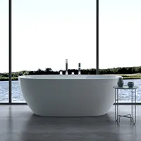 doporro Freistehende Badewanne inkl. Armatur Vicenza605 170x80x60cm mit Ablaufgarnitur und Überlauf aus Acryl in Weiß DIN-Anschlüssen
