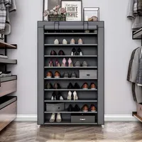 Schuhschrank mit 10 Ebenen 86 x 28 x 158cm Schuhregal Stoffschrank Grau