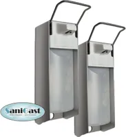 2 Desinfektionsspender Alu 500 ml Euronorm - kurzer Hebel - Leerflasche