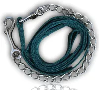 Führkette für Pferde  Eisenkette & Nylon Handgriff, Führleine für Pferd, Pony, Hunde Länge 2,10 m, Farbe grün