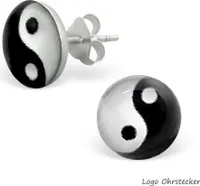 Yin Yang Schmuck aus 925er Silber: Ohrstecker und Zehenring Ohrstecker Logo
