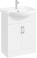 Yaheetech Waschbeckenunterschrank Badezimmerschrank Unterschrank mit Waschbecken Badschrank Standschrank Waschtischunterbau Keramikbecken Hochglanz