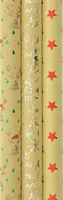 Weihnachts Geschenkpapier aus Kraftpapier für Weihnachten – 3 Meter x 70 cm – 3 Rollen