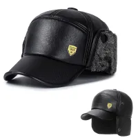 minhgoring Winter Warme Kappe Baseball, Winter Baseball Cap, Warme Wintermütze, Baseballmütze mit Ohrenschutz, Ohrenklappen-Plüsch-Baseballmütze Schwarz