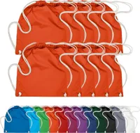 10er PACK Baumwoll Turnbeutel Sportbeutel Zuziehbeutel Sack Schuhbeutel Rucksack Gym Sack, in Farbe: Orange