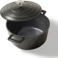 STONELINE® Cocotte Bräter Rund 20 cm Schwarz | mit Deckel