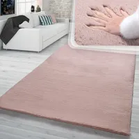 TT Home Hochflor Teppich Wohnzimmer Kunstfell Super Softes Kaninchenfell Imitat In Rosa Größe 200x290 cm