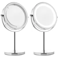 EMKE 360 Grad Spiegel Rasierspiegel Kosmetikspiegel mit Beleuchtung mit 5X  Vergrößerung Höhenverstellbaren für Make-up, Weiß