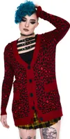 Jawbreaker Strickjacke Maneater Red Leopard Oversized Cardigan Gothic Punk