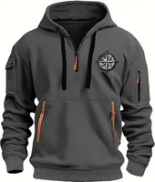 ASKSA Herren Hoodie Basic Jogging Sport Hoodie Kordelzug Mit Taschen Slim Fit Reissverschluss Gym Pullover,B Dunkelgrau,5XL
