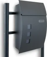 Bituxx Standbriefkasten mit Sichtfenster und Namenschild Dunkelgrau MS-16148