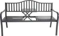 Metall-Gartenbank mit integriertem Klapptisch 3-Sitzer Sitzbank Gartenmöbel Bank