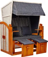 Webavita Strandschönheiten Doris Ostsee Strandkorb 2-Sitzer Vollholzfront verschiedene Nachbildung innen außen für Balkone Terrassen Wintergärten Garten Lounge inkl Schutzhülle