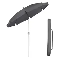 Sekey Sonnenschirme Ø200 cm Balkonschirm Gartenschirm Terrassenschirm mit Schutzhülle Knickbar und Höhe Verstellbar UPF 50+, Dunkelgrau
