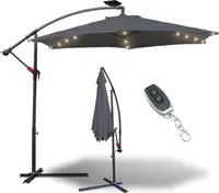 Jiubiaz Slnečník s LED osvetlením Traffic Light Parasol 350cm - slnečník, záhradný slnečník - sivý