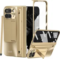 Pouzdro pro Google Pixel 9 Pro Fold galvanizované pouzdro se S Pen a držákem na pero, ochranná fólie na displej, ochrana pantu a stojánkem Zlato