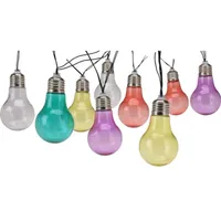 LED 10 solárních světelných řetězů - žárovky - teplá bílá/barevná