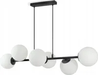 Led Deckenleuchte, 6-flammig Deckenlampe schwarz 15W, G9 - Hängelampe wohnzimmer, Weiß Glas Kugeln