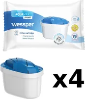 Wessper Balení 4 sportovních vodních filtrů | kazety Náhradní kazety pro vodní filtr Dafi Unimax Aquaphor A5 BRITA Maxtra+ PHILIPS AWP212/10