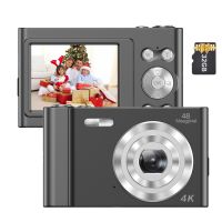Andoer 4K Digitalkamera Videocamcorder 48 MP 2,4 Zoll IPS-Bildschirm Autofokus 16-facher Digitalzoom Anti-Shake-Gesichtserkennung Smile Capture Eingebauter Blitz und Akku mit 32 GB Speicherkarte Weihnachtsgeschenk fuer Kinder Teenager