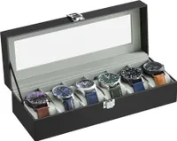 SONGMICS Uhrenbox für 6 Uhren, Uhrenkasten mit Glasdeckel, Uhrenkoffer mit Schloss