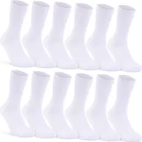 12 Paar Socken ohne Gummidruck 100% Baumwolle Damen & Herren Diabetiker Socken -  Weiß 47-50