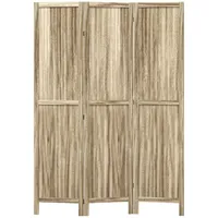 HOMCOM Paravent aus Paulownia-Holz, 3 Paneele, 120 x 170 cm, Raumteiler, faltbare Trennwand – Natur