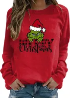 ASKSA Damen Weihnachtspullover Lustig Weihnachtspulli Weihnachtsdruck Sweatshirt Weihnachten Pullover Rundhals Langarm Xmas Pulli,Rot,M