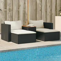 5-częściowa sofa ogrodowa z poduszkami czarny rattan akacja