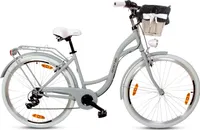 Goetze Citybike Mood 28 Zoll, 7-Gang Shimano, Tiefeinstieg, Damenfahrrad inkl. Rattan-Korb