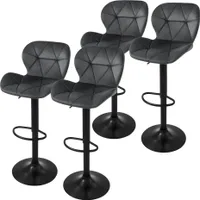 ML-Design sada 4 barových židlí Barová židle otočná o 360°, čalouněná barová židle s opěradlem a podnožkou, 59-79 cm