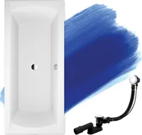 BADLAND Badewanne Rechteck Ines 180x80 mit Ablaufgarnitur und Füßen GRATIS ohne Verkleidung