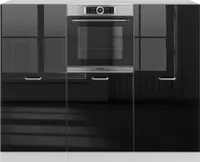 Vicco Küchenblock R-Line, 180 cm ohne Arbeitsplatte, Schwarz Hochglanz/Weiß