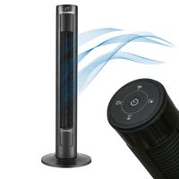 Věžový ventilátor Wessper s dálkovým ovládáním 96 CM, stojanový ventilátor, sloupový stojanový ventilátor, oscilace: 70°, 4 režimy větrání normální, přirozený, spánek, pro děti, LED displej, černý
