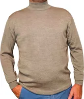 Rollkragenpullover aus 100 % Merinowolle, Farbe BEIGE – L
