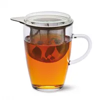 Bohemia Teeglas mit Edelstahlsieb und Glasdeckel Borosilikatglas 350ml